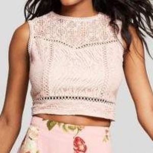 Exhilaration Pink Lace Crop Top Size XXL